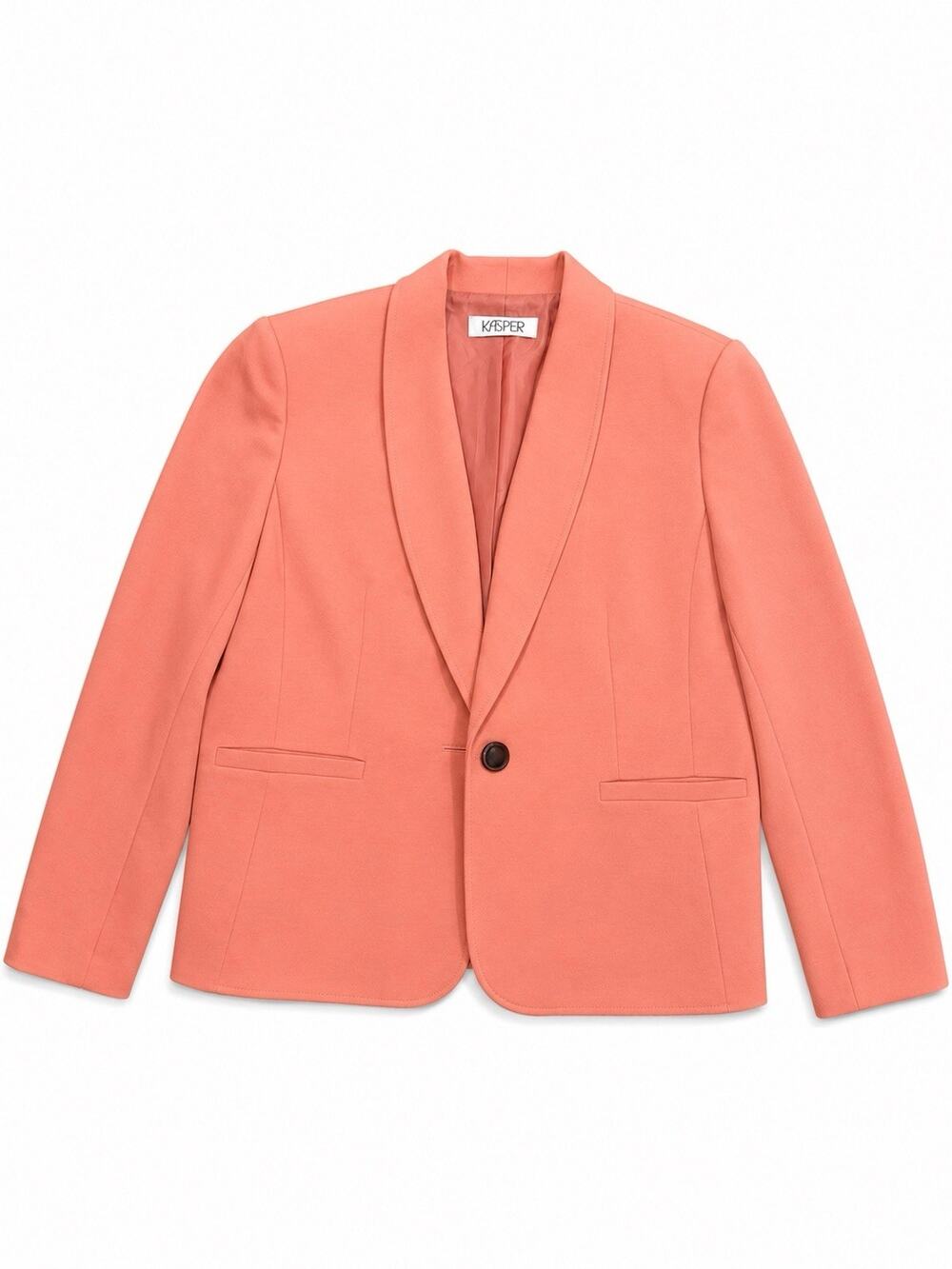 Kasper Women’s Pink One Button Blazer Jacket Shawl Collar Career Office Size M